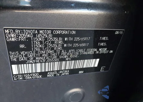 2015 Toyota Rav4 Le from USA, damaged, VIN JTMZFREV3FJ055365